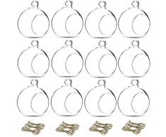 Nuptio 12 Stücke Hängen Glaskugel Teelicht Kerzenhalter Paket Aktualisiert Hause Hochzeit Mittelstücke Decor Garten Deko Indoor & Outdoor Teelicht Kerzenhalter (10 Stücke + 2 Stücke)