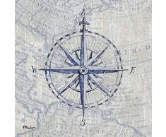 Rahmen-Kunst Keilrahmen-Bild – Paul Brent: Vintage Nautical II Leinwandbild maritim Kompass Schiff-Fahrt