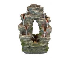 HP&G home, pets & garden Wasserbrunnen aus Polyresin, Divided Stone, Zimmerbrunnen mit LED-Beleuchtung, Dekoration, Luftbefeuchter, ca. 24,5x18x35cm