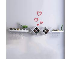 GCM Bottles Holz Weinregal Schränke einfügen Weinflasche Wand mit Becherhalter Weinhalter Float Regal Weiß Wohnzimmer Dekoration Pflanze Blumenvase Spielerei Regal (Color : A3)