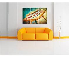 Las Vegas Schild Retro 3-Teiler Leinwandbild 120x80 Bild auf Leinwand, XXL riesige Bilder fertig gerahmt mit Keilrahmen, Kunstdruck auf Wandbild mit Rahmen, gänstiger als Gemälde oder Ölbild, kein Poster oder Plakat