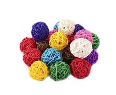 TOYANDONA 10 Stücke Rattankugel Dekokugeln Wicker Rattan Ball Kugeln Hochzeit Tischdeko Streudeko Party Hängedeko Aromatherapie Duft DIY Handwerk 3 cm (Bunt)