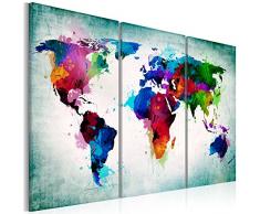 murando - Bilder Weltkarte 120x80 cm Vlies Leinwandbild 3 Teilig Kunstdruck modern Wandbilder XXL Wanddekoration Design Wand Bild - Abstrakt bunt Landkarte Reise k-A-0006-b-h