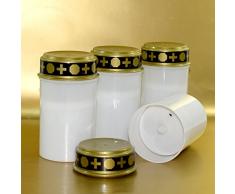 (543) 4er LED Weiss Grablicht 12,5cm flackernde Kerze Grabkerze Grableuchte