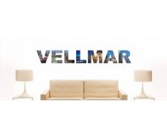 Wandtattoo farbige Wandschrift Städtename Vellmar mit Sehenswürdigkeiten 80 x 11 cm Länge