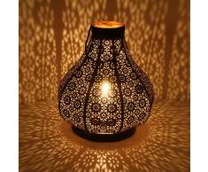 Casa Moro Orientalische Laterne Tahira L in Schwarz Höhe 32 cm aus Metall | Marokkanisches Windlicht | hängend & stehend | Schöne Tischlaterne für Hochzeit Feier Dekoration IRL3020