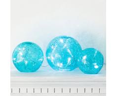 3er Set LED Glaskugeln türkis batteriebetrieben
