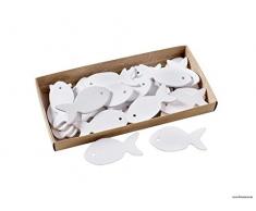 Streudeko Maritim - Weiße Holz Fische/Fisch - 60 Stück (3x6cm) - Maritime Tischdeko/Tischschmuck/Streuartikel/Tischstreu/Streufische/Holzfische/Zeitlose Dekoration zum Streuen