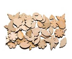 Drechslerei Kuhnert Bastelteile - Blumensortiment - Streudeko - Streuelemente - verschiedene Größen enthalten - Holz - Made in Germany