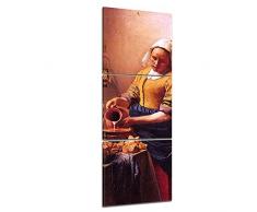 Bilderdepot24 Leinwandbild Panorama Jan Vermeer - Alte Meister "Dienstmagd mit Milchkrug" 40x120cm 3tlg. - fertig gerahmt, direkt vom Hersteller
