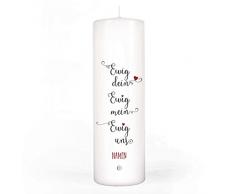 Herz & Heim® Hochzeitskerze - Ewig Dein Ewig Mein Ewig Uns - mit Namen des Ehepaares 8x25 cm