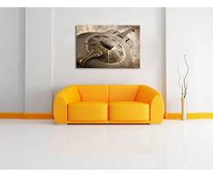 Wunderschöne alte Gitarre Format: 120x80 auf Leinwand, XXL riesige Bilder fertig gerahmt mit Keilrahmen, Kunstdruck auf Wandbild mit Rahmen, günstiger als Gemälde oder Ölbild, kein Poster oder Plakat