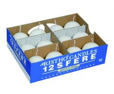 Cereria di Giorgio - Risthò - Kugelkerzen aus Wachs, Weiß, 4,5 x 4,5 x 4,5 cm, 12 Stück