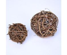 Rattankugeln sortiert, 3 cm, 4 cm, 7 cm, 10 Stück, Dekokugeln Tischdekoration - Braun
