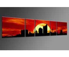 TOP Bild auf Leinwand CITY PANORAMA STYLE LEIPZIG SUN ROT 5 TEILE DIGITAL Arts AP500169 Bilder fertig bespannt auf Keilrahmen. Kunstwerk als Wandbild auf Rahmen.Wohnzimmer, BÜRO GÜNSTIGER ALS Ölbild Gemälde Poster Plakat mit
