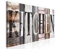 decomonkey Bilder Kitchen 120x40 cm 1 Teilig Leinwandbilder Bild auf Leinwand Wandbild Kunstdruck Wanddeko Wand Wohnzimmer Wanddekoration Deko Küche Holz