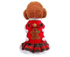 Lovejoy Store Haustier-Kostüm für Hunde und Welpen, Weihnachtsbaum und Stern, kariert, Schleife, Spitze, Kleid für Verschiedene Hunderassen, S