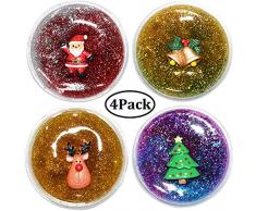 SWZY Weihnachten Schleim Kit, Fluffy Slime Flauschiges Schleim Spielzeug mit Weihnachtsmann-Rentier-Weihnachtsbaum und Weihnachtsglocke, 4 Stück
