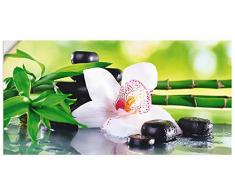 Artland Wandbild selbstklebend Vinylfolie 40x20 cm Wanddeko Wandtattoo Asien Orchideen Bambus Steine Pflanze Zen Wellness T9IQ