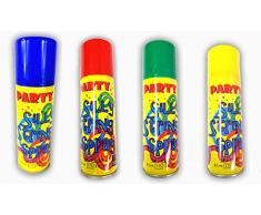 store 4er Set Luftschlangenspray Kostüm gemischte Farben Luftschlangen aus der Dose - tolle Dekoration für Ihre Fete! - Gelb, Grün, Blau, Rot