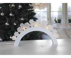 Star LED-Leuchtbogen "Snowfall", 5 warmweiß LED, Material Holz, Vierfarb-Karton, 38 x 26 cm, weiß / gold 658-10