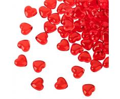 Kleenes Traumhandel 100 rote Acryl Herzen mit 12 mm Durchmesser - Dekosteine Tischdekoration für Hochzeit und Verlobung - Ideale Streudeko