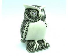 mareu-design Eule Eulen-Figur Made with Swarovski® Elements, Dt. Handarbeit, handbemalt Geschenkidee Geburtstag Weihnachten Deko Wohnzimmer Hochzeitsgeschenk Sammlerstück (Ebenholz patiniert)