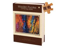XPY&DGX Holzpuzzle 1000 Stück Erwachsenen Nutzen Intelligenz Spielzeug Landschaft Leuchtenden Duft Handwerk Kinder Dekompression Geburtstagsgeschenk，Sonnenuntergang Rot Leuchten (Leuchtend)
