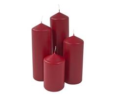 Malmö Laternenkerze Bordeaux 4er-Set Stumpenkerze Adventskerze Kaminkerze Altarkerze