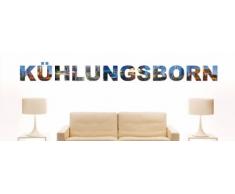 Wandtattoo farbige Wandschrift Städtename Kühlungsborn mit Sehenswürdigkeiten 96 x 9 cm Länge