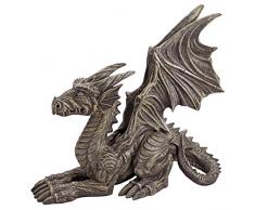 Design Toscano Desmond der Drache Gothic-Dekostatue, Polyresin, steingrau, 41 cm