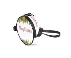 HATESAH Weihnachtsbaum Kerze Gruß drucken，Runde tasche umhängetasche frauen umhängetaschen leinwand casual schulter kreis messenger bags