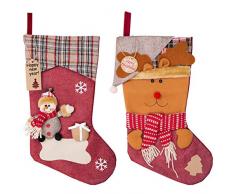 MELLIEX 2er Nikolausstrumpf, Groß Nikolausstiefel zum Befüllen als Weihnachtsgeschenktasche Hängende Strümpfe auf Kamin, Schaufenster, Weihnachtsdeko (45 cm * 22.5 cm)