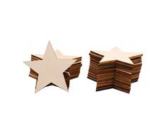 Toyvian 25 Stücke Holzsterne Holz Stern Holzscheiben zum Basteln und Bemalen DIY Baumschmuck Baumscheiben Naturholzscheiben Hochzeit Streudeko Tischdeko für Weihnachtsbaum Deko 5cm