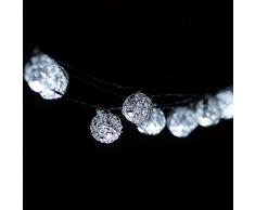 H&D Youngsun® 30er LED Solar Lichterkette Rattan Kugeln Metall 6,35 Meter AuÃen Innen Outdoor Garten Kühlweià Party Fest Deko Weihnachten Hochzeit Beleuchtung