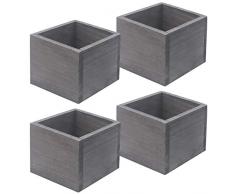 BELLE VOUS Quadratischer Pflanzer aus Holz 4 Blumentopf Pflanzenvase Starker und langlebiger Pflanzenbehälter Garten Patio Balkon Schreibtisch Aufbewahrung Stilvoller Pflanzer L13 x B13 x H13cm