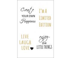 Rayher 60960000 Abziehmotive Happy, schwarz/gold, hauchdünn, 2 Bögen 10 x 16 cm, Tattoo, Aufkleber, Abziehbild, Wasserschiebebild, für glatte Oberflächen, Glas, Kunststoff, Keramik, Metall, Spiegel