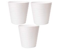 Blumentopf Weiß 3er Set, Pflanztopf, Durchmesser 15 cm, mit 3D-Wellendesign, hergestellt in der EU