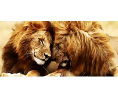 Kuschelnde Löwen wie Ölbild - Tasse mit Motiv bedruckt, 300ml C-Henkel. Tolles Geschenk für Büro, Küche, Geburtstag, Ihre neue Lieblingstasse zum Frühstück