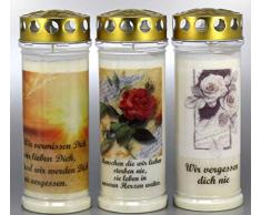 Kerzen Junglas- Grablichtkerze, Grabkerze, 3er Set- 20x7,5 cm - 3857 - ca. 7 Tage Brenndauer je Grablicht – Grabkerze mit Motiv und Spruch - Trauerkerze mit Foto und Spruch