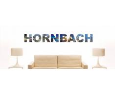 INDIGOS UG - Wandtattoo Wandsticker Wandaufkleber - Aufkleber farbige Wandschrift Städtename Städtename Hornbach mit Sehenswürdigkeiten 80 x 10 cm Länge