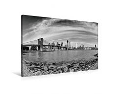 Calvendo Premium Textil-Leinwand 90 cm x 60 cm quer, Manhattan Panorama | Wandbild, Bild auf Keilrahmen, Fertigbild auf echter Leinwand, Leinwanddruck: Klassisches Stadtbild Orte Orte