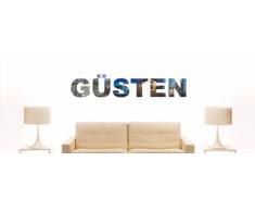 Wandtattoo farbige Wandschrift Städtename Güsten mit Sehenswürdigkeiten 180 x 36 cm Länge