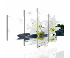 Runa Art Bilder Blumen Lilien Wandbild 200 x 100 cm Vlies - Leinwand Bild XXL Format Wandbilder Wohnzimmer Wohnung Deko Kunstdrucke Grün 5 Teilig - Made IN Germany - Fertig zum Aufhängen 201651a