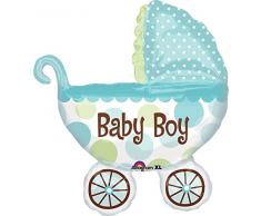 Anagram 1795201 - Party und Dekoration - Folienballon Super Shape - Kinderwagen - Baby Boy, circa 71 x 79 cm