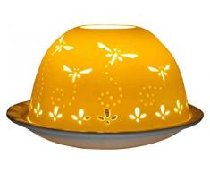 Himmlische Düfte Geschenkartikel GmbH Libellen Windlicht, Porzellan, Weiss, 12x12x8 cm