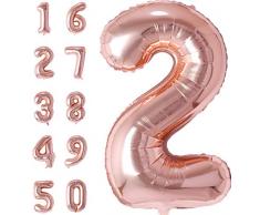 #discoverhome Rosa Folienluftballons XXL für Geburtstage - Zahlenluftballons Nummer 2 - [80cm] (2)