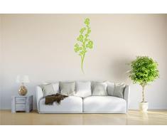 Indigos Wandtattoo/Wandsticker-d198 schöner Blumenstrauß Ranke Blüten Pflanze Tribal 160x53 cm-gelbgrün, Vinyl, lindgrün, 160 x 53 x 1 cm