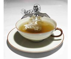 13gramm Mozart Teebeutel-Halter Souvenir Geschenk, 3D Edelstahl Figur zum Tee Trinken