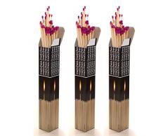 DbKW XXL Streichhölzer 28 cm, 3 x 90 Stück = 270 Stück mit GRATIS Wandhalter, Grillanzünder, Anzündhölzer für Grill, Kamin, Kerzen, Windlichter, Pfeifen